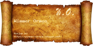 Wimmer Ormos névjegykártya